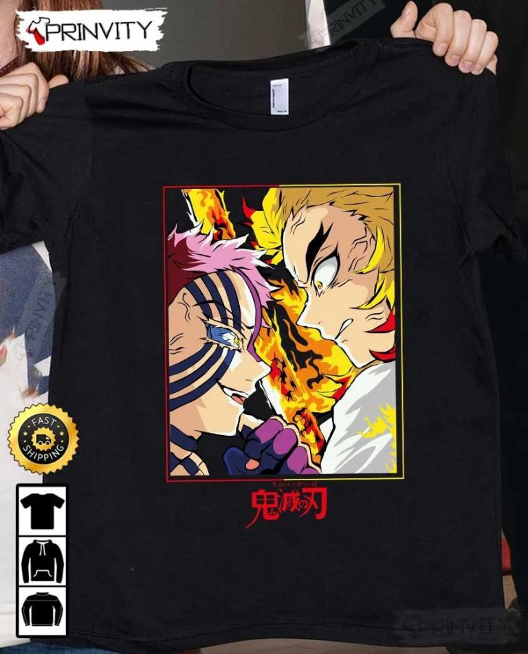 Kyojuro Rengoku Akaza Demon Slayer Anime T Shirt Demon Slayer Season