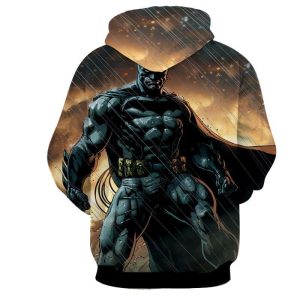 Batman 3D Hoodie All Over Printed, DC Comics, Batman Angry Standing Under The Rain