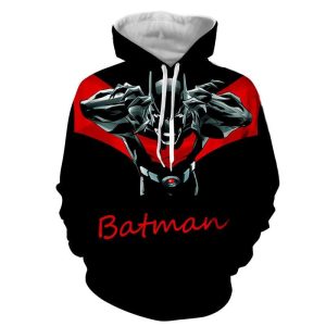 Batman 3D Hoodie All Over Printed, DC Comics, Batman Character With Red Name Label Black Cool Print