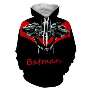 Batman 3D Hoodie All Over Printed, DC Comics, Batman Character With Red Name Label Black Cool Print