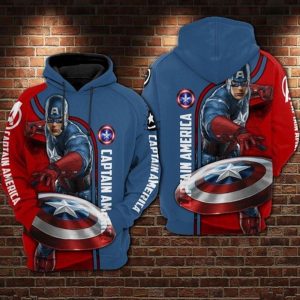 Captain American 3D Hoodie All Over Printed, Marvel, Avengers, Captain American And Game, Infinity War