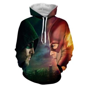 The Flash 3D Hoodie All Over Printed, DC Comics, The Flash Green Arrow