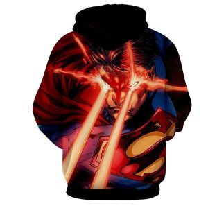 Superman 3D Hoodie All Over Printed, DC Comics, Superman Laser Action