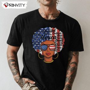 African American Flag Girl T-Shirt, Celebrate 4th Of July Retro, Independence Day 2022 Unisex Hoodie, Sweatshirt, Long Sleeve, Tank Top