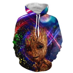 Baby Groot 3D Hoodie All Over Printed, Marvel, Groot Guardians Of The Galaxy Sweet Colorful Vibrant