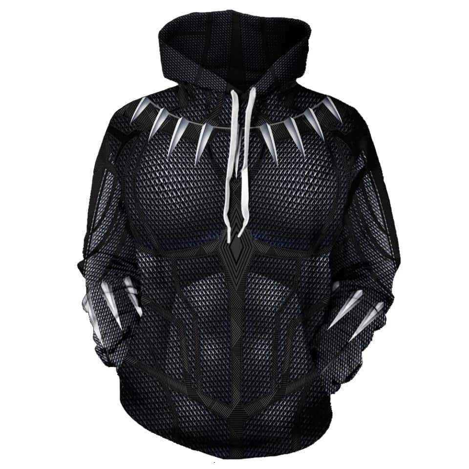 Black Panther 3D Hoodie All Over Printed, Avengers, Marvel, Wakanda Black Panther Vibranium-Weave Suit Cosplay