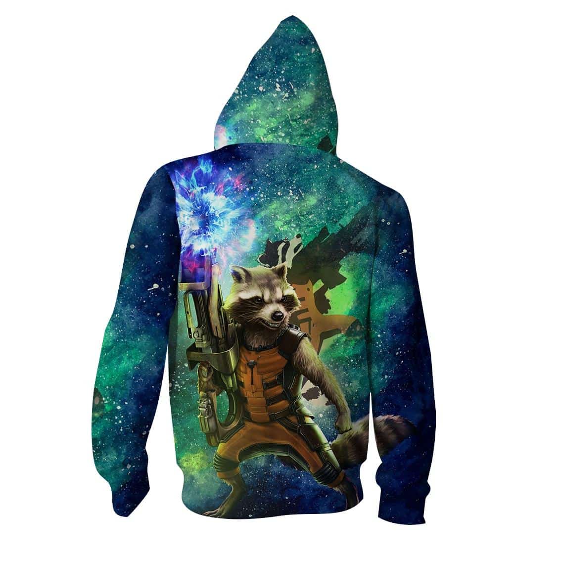 Rocket Raccoon 3D Hoodie All Over Printed, Marvel, Rocket Raccoon Guardians Of The Galaxy Awesome Green
