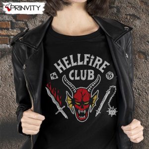 Hellfire Club T-Shirt, Stranger Things Hellfire Club Skull & Weapons Unisex Hoodie, Sweatshirt, Long Sleeve, Tank Top