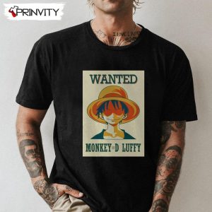 Wanted Monkey D Luffy T-Shirt, One Piece, Anime Manga Unisex Hoodie, Sweatshirt, Long Sleeve, Tank Top