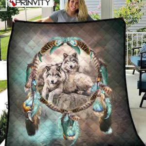 Wolf Art Native American Dreamcatcher Quilt