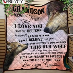 Wolf Family To My Grandson Love Your Grandma Quilt
