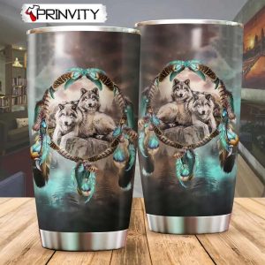 Gray Wolf Native American Indian Dreamcatcher Tumbler