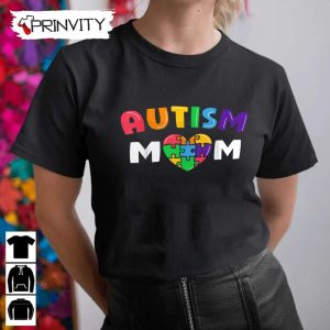 Autism Mom Heart Puzzle T-Shirt, Unisex Hoodie, Sweatshirt, Long Sleeve, Tank Top