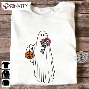 Cute Floral Ghost Trick Or Treat Women’s Halloween T-Shirt, Happy Halloween, Perfect Gift For Halloween, Unisex Hoodie, Sweatshirt, Long Sleeve, Tank Top