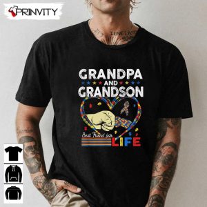 Grandpa And Grandson Autism Awareness T-Shirt, Proud Support Autism Unisex Hoodie, Sweatshirt, Long Sleeve, Tank Top