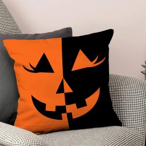 Halloween Pumpkin Pillow, Gift For Halloween 14”x14”, 16”x16”, 18”x18”, 20”x20”