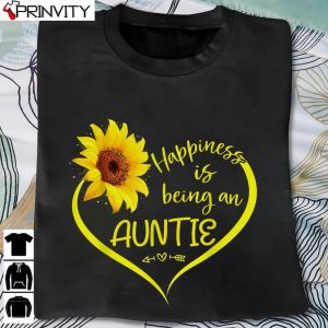 Happiness Is Being An Aunt Sunflower Butterflies Heart Women T-Shirt, Unisex Hoodie, Sweatshirt, Long Sleeve, Tank Top