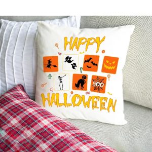 Happy Halloween Pillow, Gift For Halloween 14''x14'', 16''x16'', 18''x18'', 20''x20''