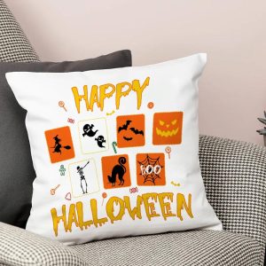 Happy Halloween Pillow, Gift For Halloween 14”x14”, 16”x16”, 18”x18”, 20”x20”