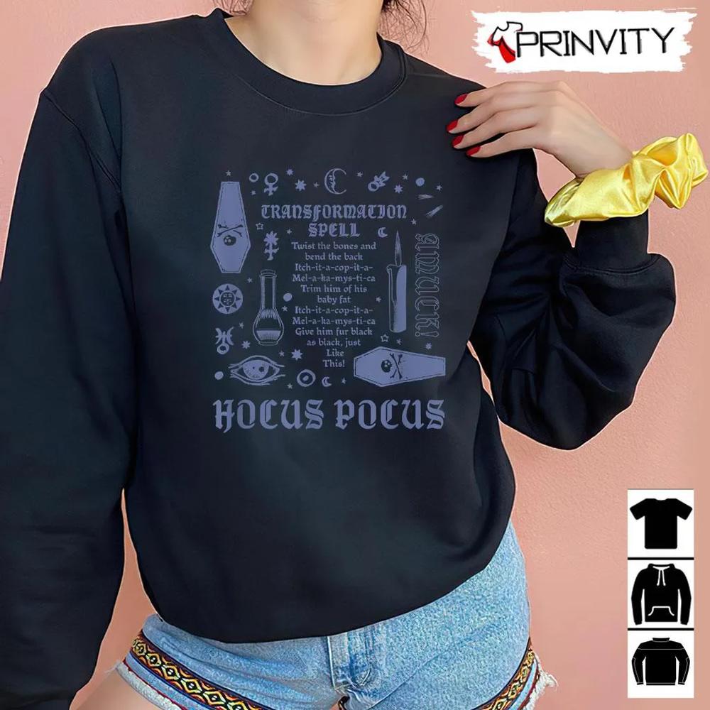 Hocus Pocus Transformation Spell Amuck T-Shirt, Halloween Unisex Hoodie, Sweatshirt, Long Sleeve, Tank Top