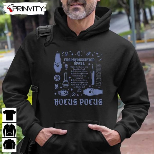 Hocus Pocus Transformation Spell Amuck T-Shirt, Halloween Unisex Hoodie, Sweatshirt, Long Sleeve, Tank Top
