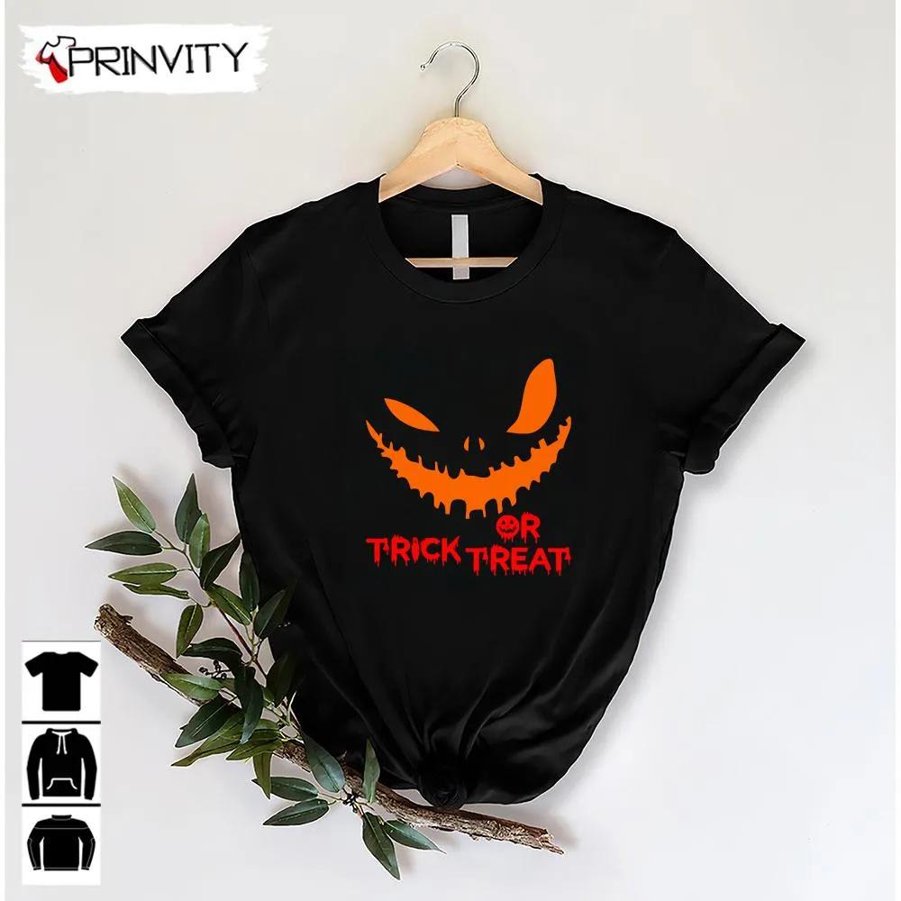 The Face Pumpkin Trick Or Treat T-Shirt, Happy Halloween, Perfect Gift For Halloween, Unisex Hoodie, Sweatshirt, Long Sleeve, Tank Top