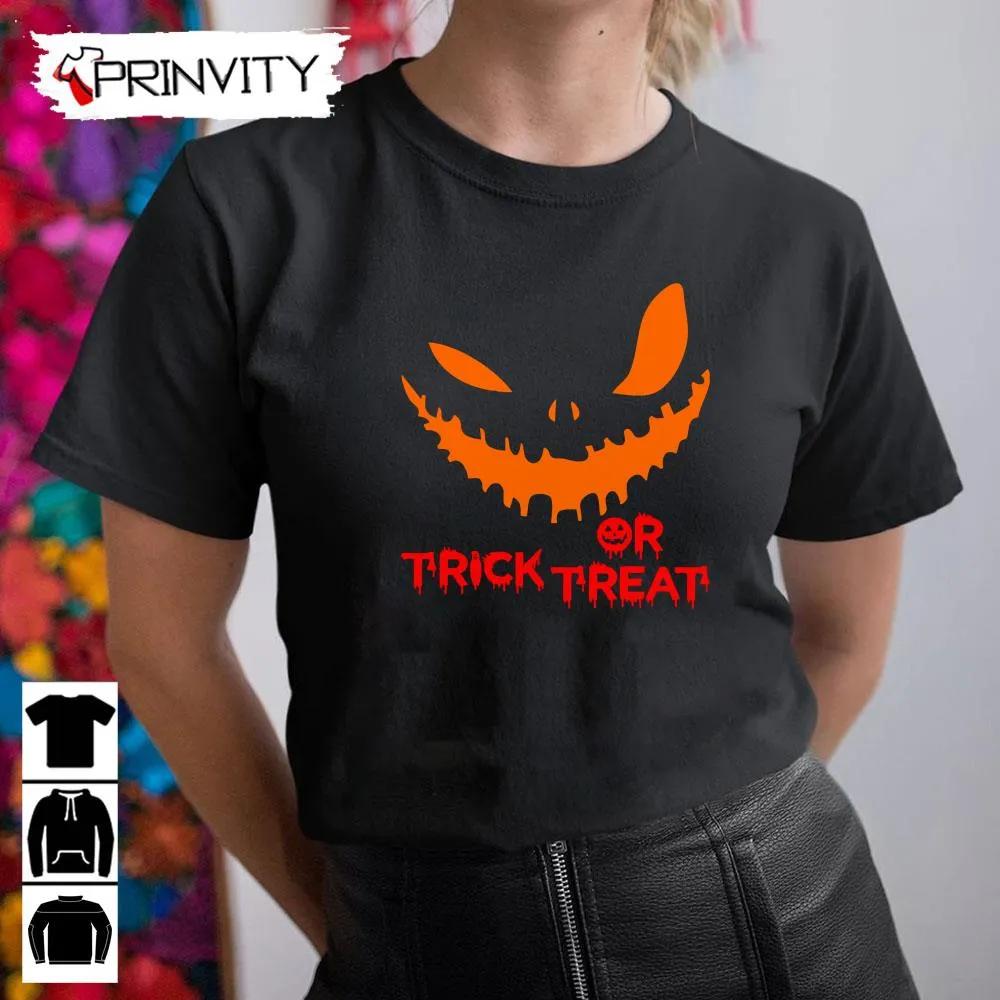 The Face Pumpkin Trick Or Treat T-Shirt, Happy Halloween, Perfect Gift For Halloween, Unisex Hoodie, Sweatshirt, Long Sleeve, Tank Top