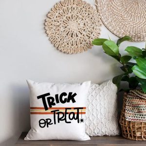 Trick Or Treat Pillow, Personalized Gift For Pillow, Custome Name Gift For Halloween 14”x14”, 16”x16”, 18”x18”, 20”x20”