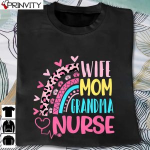 Wife Mom Grandma Nurse Leopard Rainbow T-Shirt, Mother’s Day Nurses Day Unisex Hoodie, Sweatshirt, Long Sleeve, Tank Top