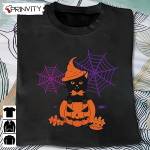 Black Cat in The Pumpkin Halloween Sweatshirt Gift For Halloween Halloween Holiday Unisex Hoodie T Shirt Long Sleeve Tank Top Prinvity 10
