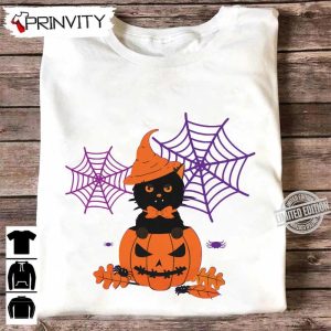 Black Cat in The Pumpkin Halloween Sweatshirt Gift For Halloween Halloween Holiday Unisex Hoodie T Shirt Long Sleeve Tank Top Prinvity 12