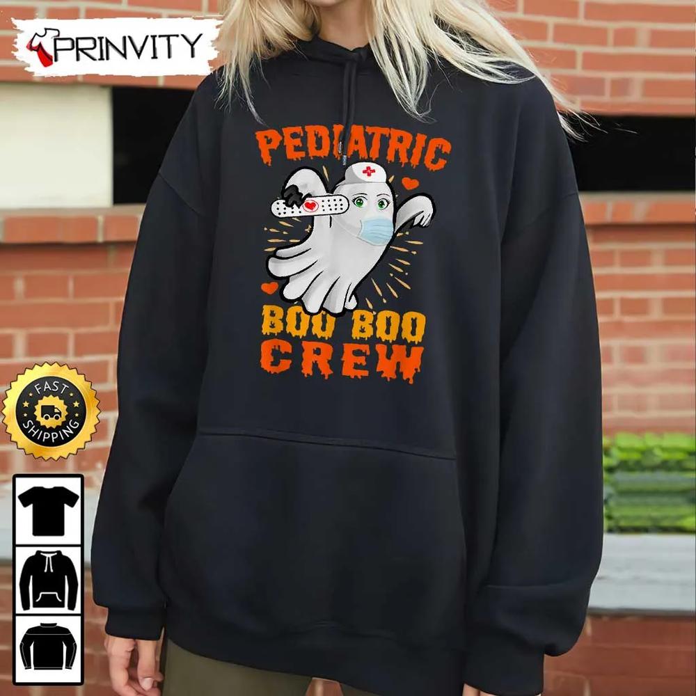 Boo Crew Cute Ghost Pediatric Nurse Sweatshirt, The Boo Crew, Halloween Holiday, Gifts For Halloween, Unisex Hoodie, T-Shirt, Long Sleeve, Tank Top