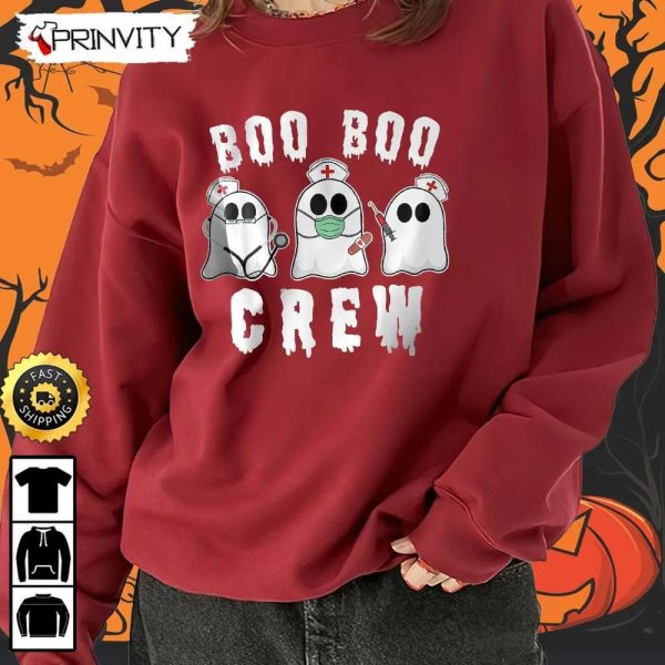 Boo Crew Funny Nurse Halloween Ghost Sweatshirt, The Boo Crew, Halloween Holiday, Gifts For Halloween, Unisex Hoodie, T-Shirt, Long Sleeve, Tank Top