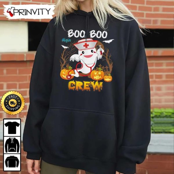 Boo Crew Ghost Cute Halloween Pumpkin Nurse Sweatshirt, The Boo Crew, Halloween Holiday, Gifts For Halloween, Unisex Hoodie, T-Shirt, Long Sleeve, Tank Top