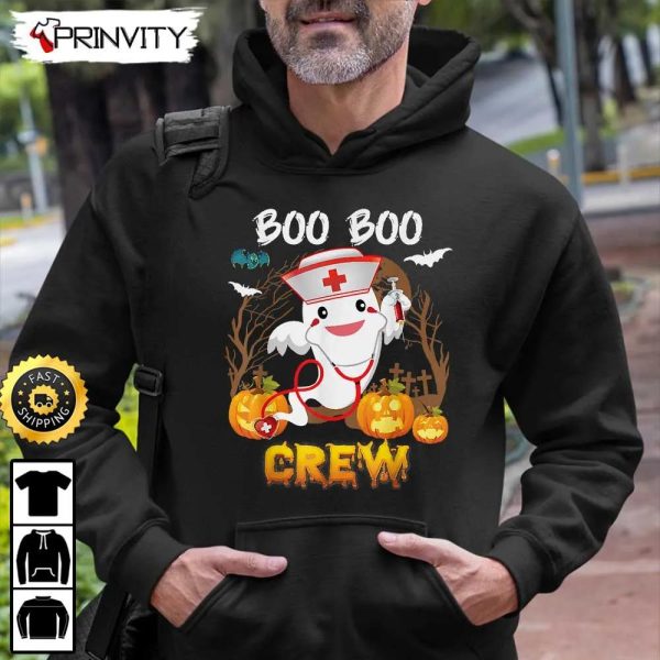 Boo Crew Ghost Cute Halloween Pumpkin Nurse Sweatshirt, The Boo Crew, Halloween Holiday, Gifts For Halloween, Unisex Hoodie, T-Shirt, Long Sleeve, Tank Top