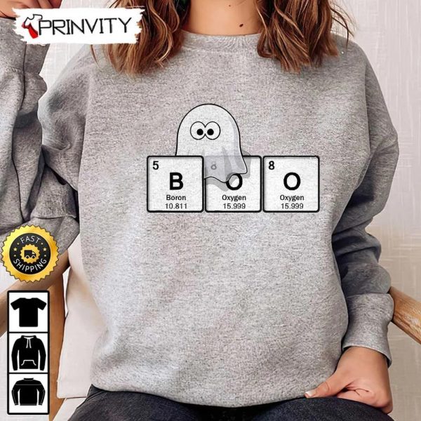 Boo Crew Ghost Design Using Elements Of The Periodic Table Sweatshirt, The Boo Crew, Halloween Holiday, Gifts For Halloween, Unisex Hoodie, T-Shirt, Long Sleeve, Tank Top