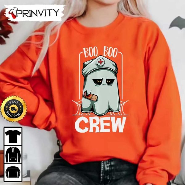 Boo Crew Halloween Nurse Ghost Scary Sweatshirt, The Boo Crew, Halloween Holiday, Gifts For Halloween, Unisex Hoodie, T-Shirt, Long Sleeve, Tank Top