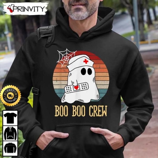 Boo Crew Halloween Nurse Ghost Sweatshirt, The Boo Crew, Halloween Holiday, Gifts For Halloween, Unisex Hoodie, T-Shirt, Long Sleeve, Tank Top