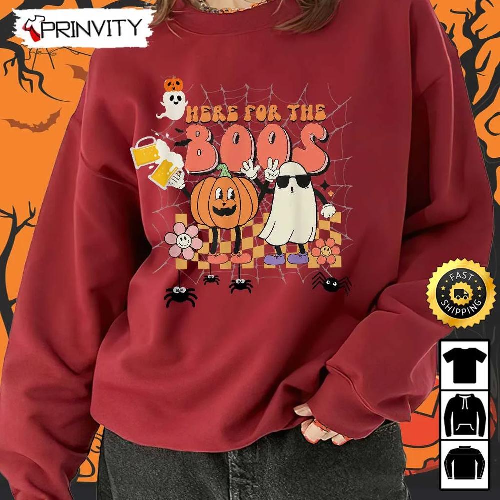 Boo Crew Here For The Boos Ghost Pumpkin Beer Sweatshirt, The Boo Crew, Halloween Holiday, Gifts For Halloween, Unisex Hoodie, T-Shirt, Long Sleeve, Tank Top