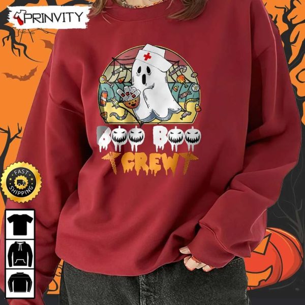 Boo Crew Nurse Ghost Halloween Sweatshirt, The Boo Crew, Halloween Holiday, Gifts For Halloween, Unisex Hoodie, T-Shirt, Long Sleeve, Tank Top