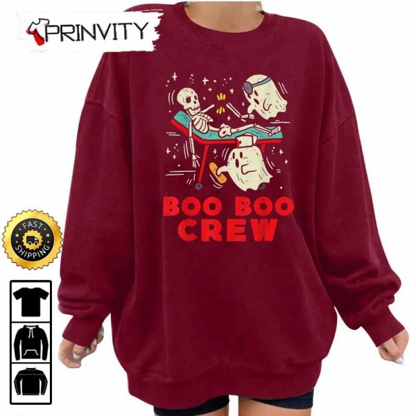 Boo Crew Skeleton Nurse Ghost Sweatshirt, The Boo Crew, Halloween Holiday, Gifts For Halloween, Unisex Hoodie, T-Shirt, Long Sleeve, Tank Top