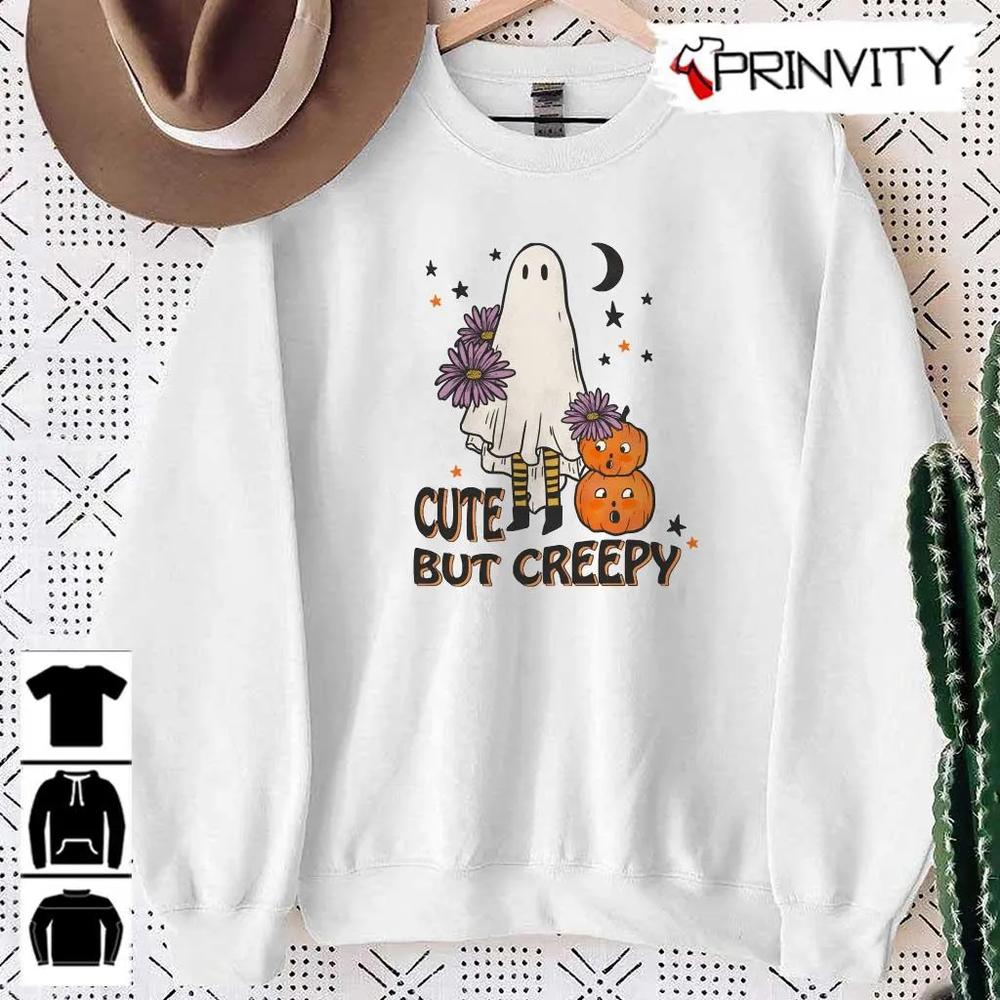 Cute But Creepy Pumpkin Halloween Sweatshirt, Halloween Pumpkin, Gift For Halloween, Halloween Holiday, Unisex Hoodie, T-Shirt, Long Sleeve, Tank Top - Prinvity