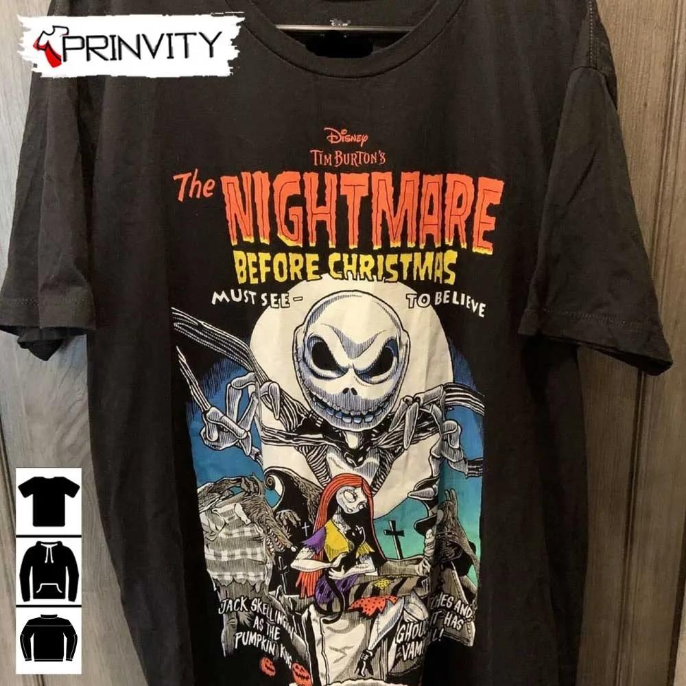 Disney Tim Burton's The Nightmare Before Christmas T-shirt, Gift For Halloween, Halloween Holiday, Unisex Hoodie, Sweatshirt, Long Sleeve, Tank Top – Prinvity