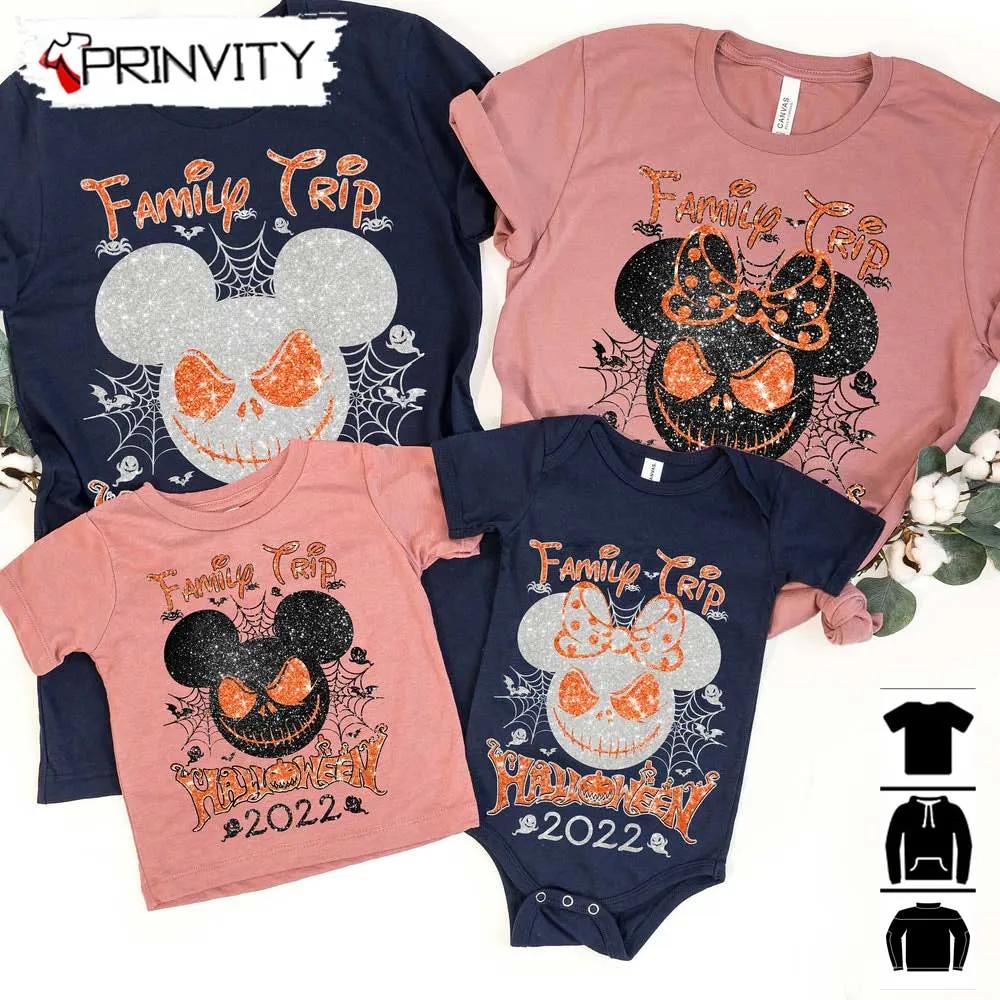 Disney Halloween Mickey And Minnie Family Sets T-Shirts, Halloween Pumpkin, Gift For Halloween, Halloween Holiday, Unisex T-Shirt, Sweatshirt, Long Sleeve, Tank Top - Prinvity