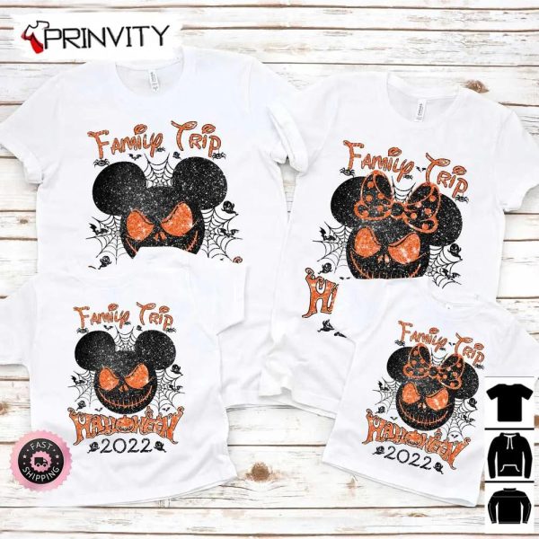 Disney Halloween Mickey And Minnie Family Sets T-Shirts, Halloween Pumpkin, Gift For Halloween, Halloween Holiday, Unisex T-Shirt, Sweatshirt, Long Sleeve, Tank Top – Prinvity