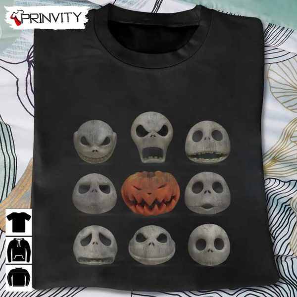 Halloween Disney Jack Skellington Pumpkin Faces T-Shirt, Gift For Halloween, Unisex Hoodie, Sweatshirt, Long Sleeve, Tank Top