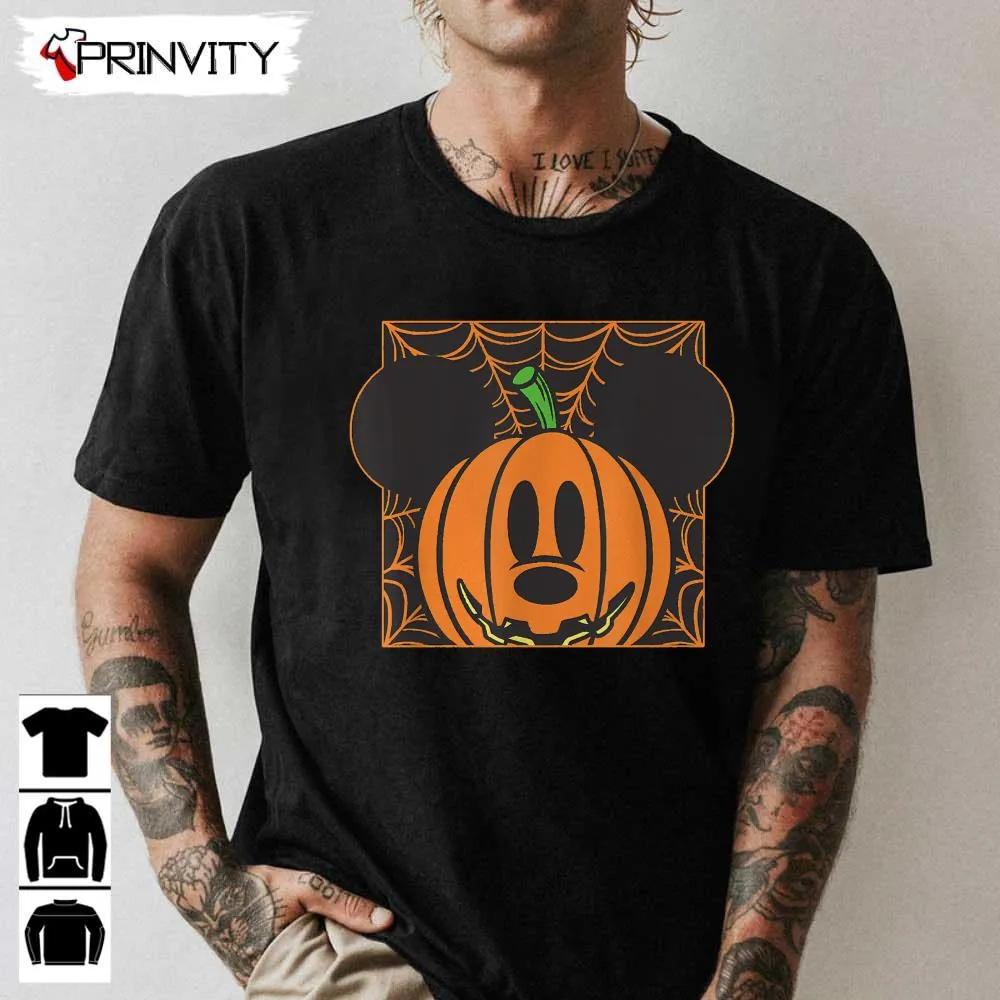 Halloween Pumpkin Disney Mickey Mouse Web Sweatshirt, Gift For Halloween, Halloween Holiday, Unisex Hoodie, T-Shirts, Long Sleeve, Tank Top - Prinvity
