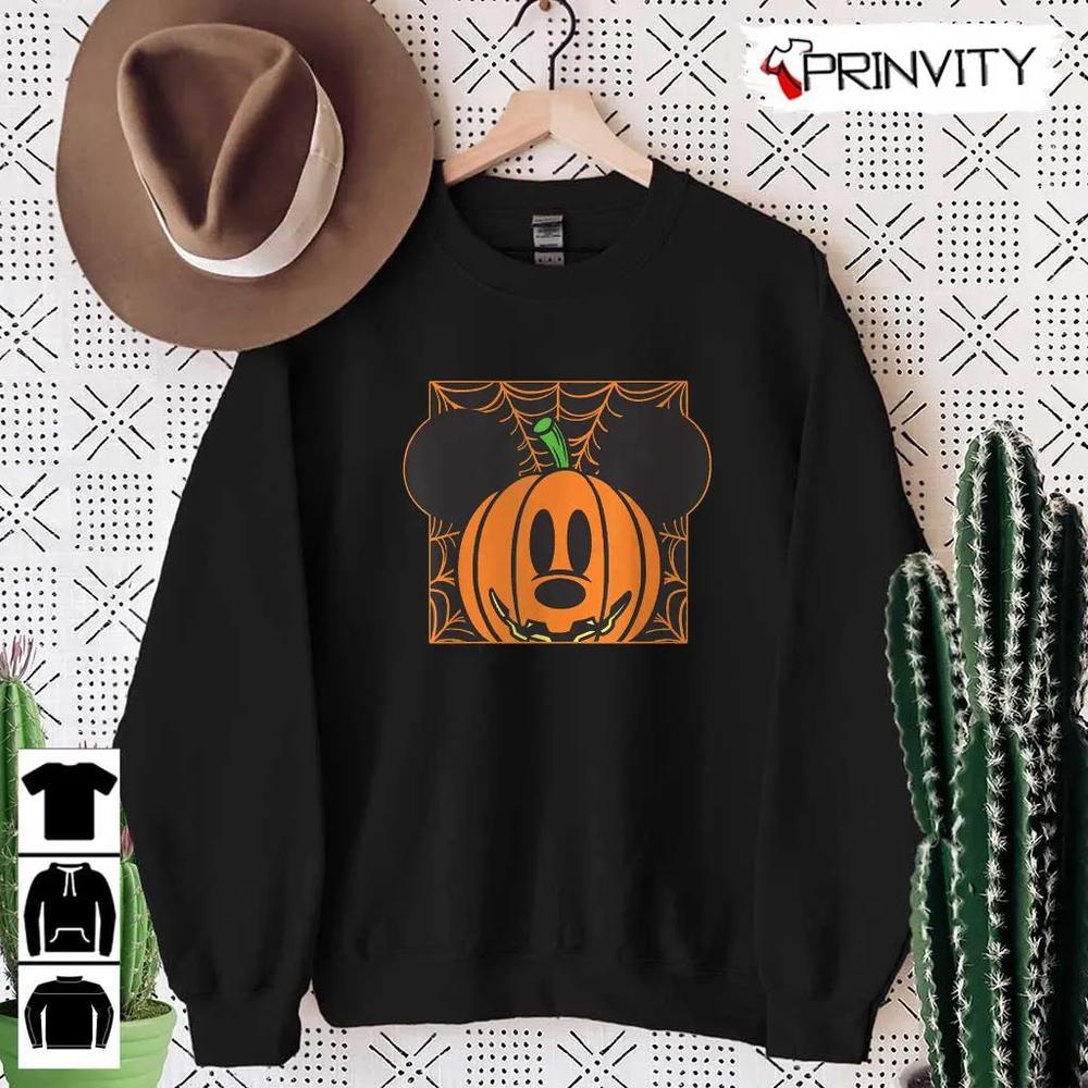 Halloween Pumpkin Disney Mickey Mouse Web Sweatshirt, Gift For Halloween, Halloween Holiday, Unisex Hoodie, T-Shirts, Long Sleeve, Tank Top - Prinvity