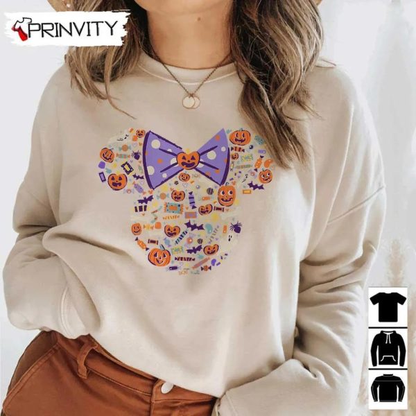 Halloween Pumpkin Disney Minnie Mouse Candy T-Shirt, Gift For Halloween, Halloween Holiday, Unisex Sweatshirt, Hoodie, Long Sleeve, Tank Top – Prinvity