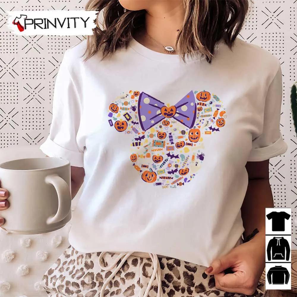 Halloween Pumpkin Disney Minnie Mouse Candy T-Shirt, Gift For Halloween, Halloween Holiday, Unisex Sweatshirt, Hoodie, Long Sleeve, Tank Top - Prinvity